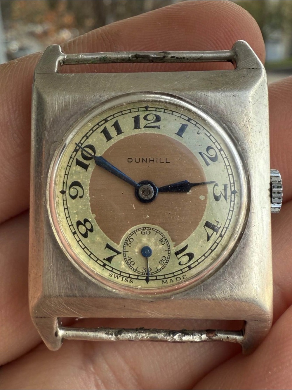 Ultra Rare DUNHILL Sterling Silver 925 Art Deco Watch For Parts Or Repair